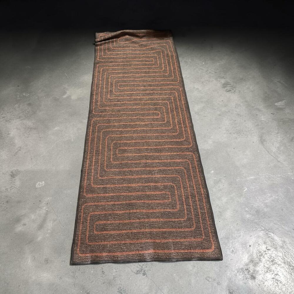 Ruggable Jonathan Adler Labyrinth Brown Orange Flatwoven Rug 2.5x7 Runner No Pad